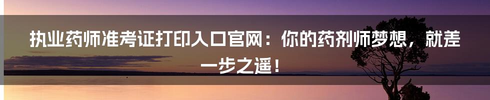 执业药师准考证打印入口官网:你的药剂师梦想,就差一步之遥!