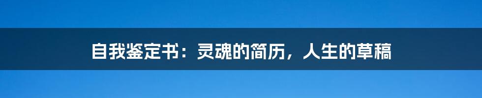 自我鉴定书:灵魂的简历,人生的草稿
