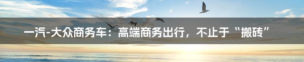 一汽-大众商务车:高端商务出行,不止于“搬砖”