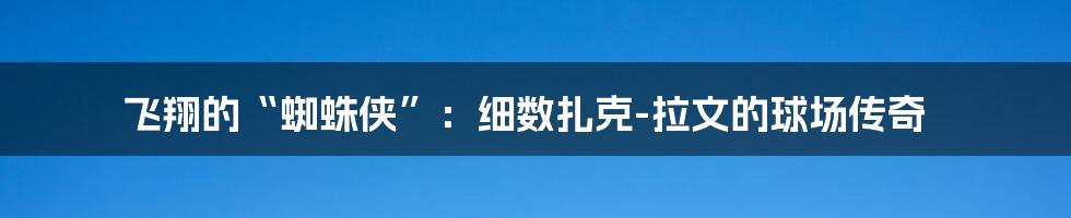 飞翔的“蜘蛛侠”：细数扎克-拉文的球场传奇