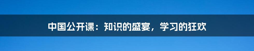中国公开课:知识的盛宴,学习的狂欢