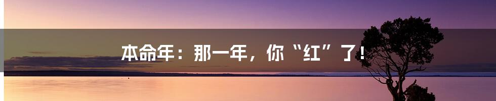 本命年:那一年,你“红”了!
