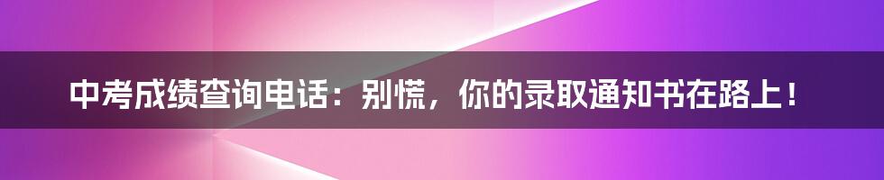 中考成绩查询电话:别慌,你的录取通知书在路上!