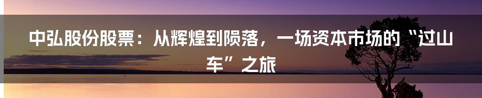 中弘股份股票：从辉煌到陨落，一场资本市场的“过山车”之旅