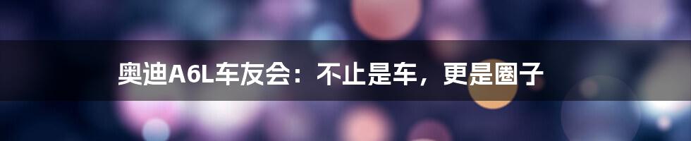 奥迪A6L车友会：不止是车，更是圈子