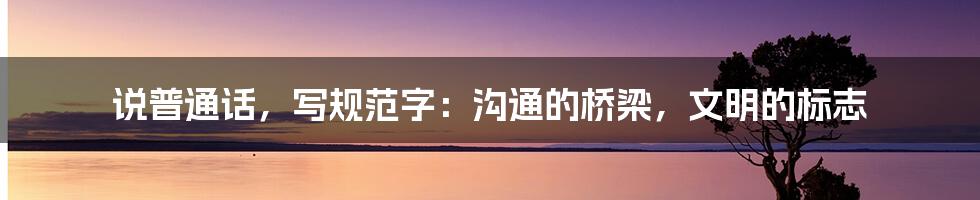 说普通话，写规范字：沟通的桥梁，文明的标志