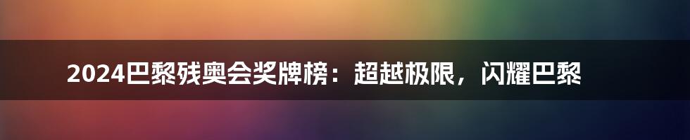 2024巴黎残奥会奖牌榜:超越极限,闪耀巴黎