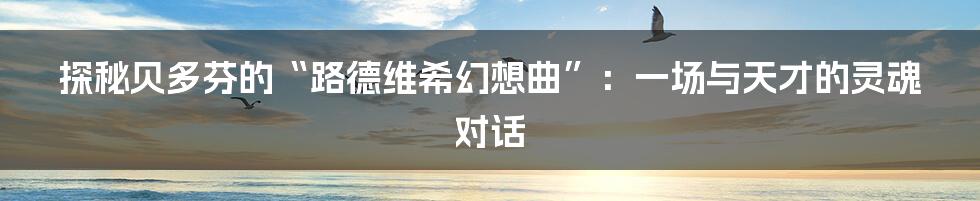 探秘贝多芬的“路德维希幻想曲”：一场与天才的灵魂对话