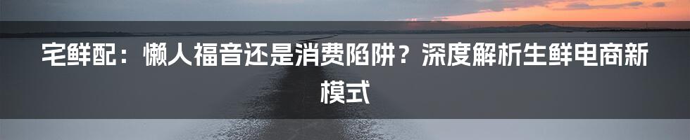 宅鲜配:懒人福音还是消费陷阱?深度解析生鲜电商新模式