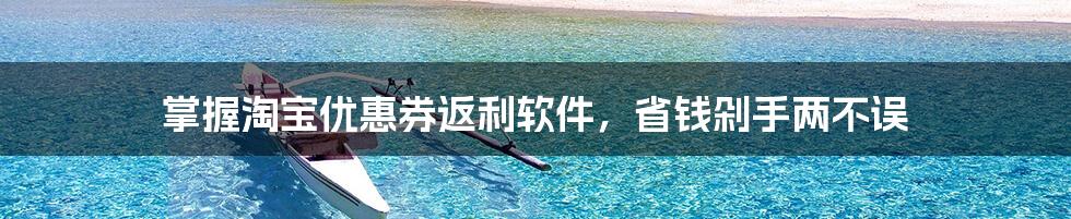 掌握淘宝优惠券返利软件,省钱剁手两不误