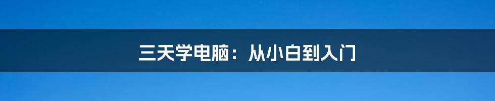 三天学电脑:从小白到入门