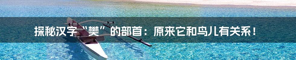 探秘汉字“樊”的部首:原来它和鸟儿有关系!