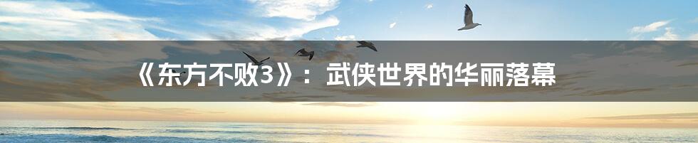 《东方不败3》：武侠世界的华丽落幕