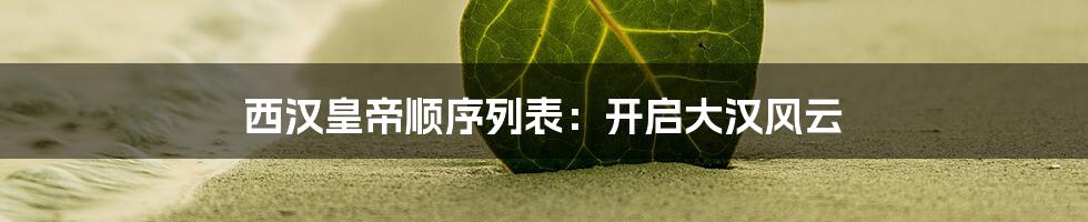 西汉皇帝顺序列表:开启大汉风云
