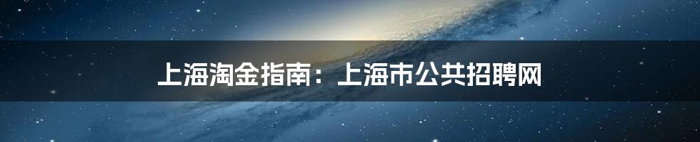 上海淘金指南:上海市公共招聘网