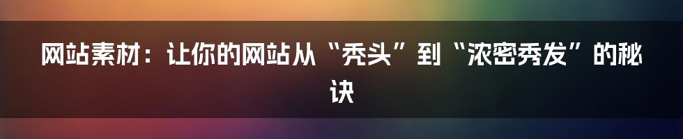 网站素材：让你的网站从“秃头”到“浓密秀发”的秘诀