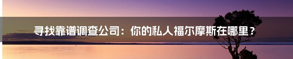 寻找靠谱调查公司:你的私人福尔摩斯在哪里?