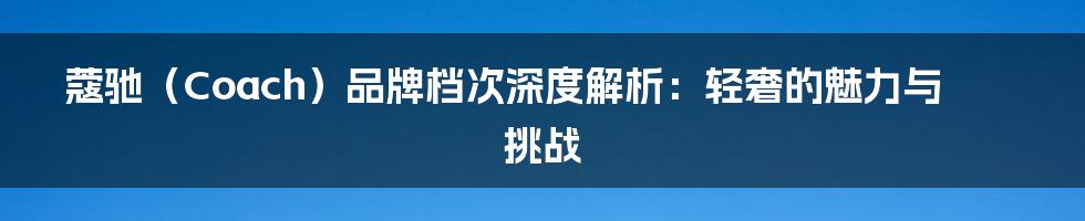 蔻驰（Coach）品牌档次深度解析：轻奢的魅力与挑战