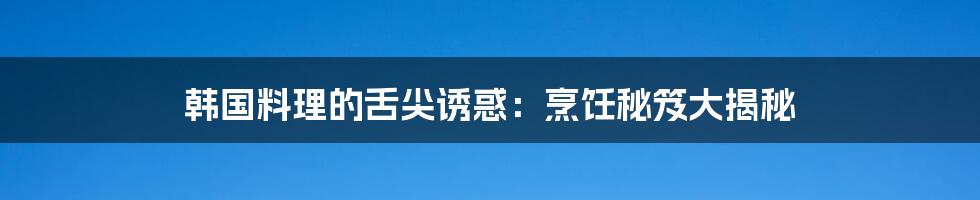韩国料理的舌尖诱惑：烹饪秘笈大揭秘