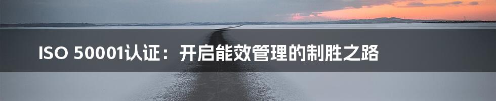 ISO 50001认证:开启能效管理的制胜之路