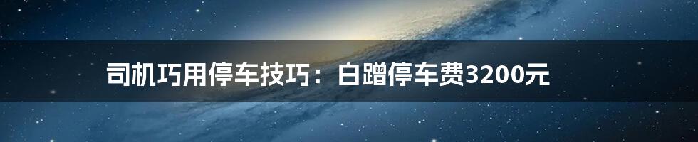 司机巧用停车技巧:白蹭停车费3200元