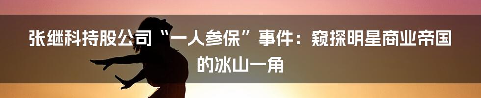 张继科持股公司“一人参保”事件:窥探明星商业帝国的冰山一角