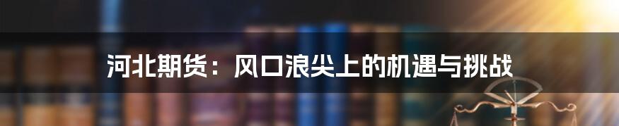 河北期货:风口浪尖上的机遇与挑战