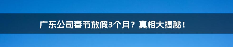 广东公司春节放假3个月?真相大揭秘!