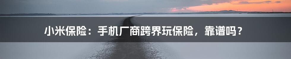 小米保险:手机厂商跨界玩保险,靠谱吗?