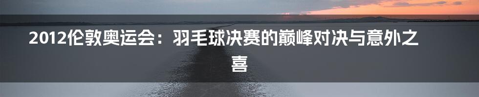 2012伦敦奥运会：羽毛球决赛的巅峰对决与意外之喜