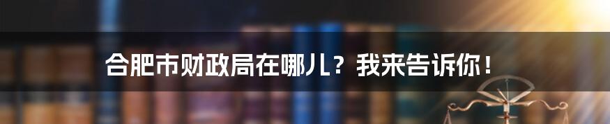 合肥市财政局在哪儿?我来告诉你!