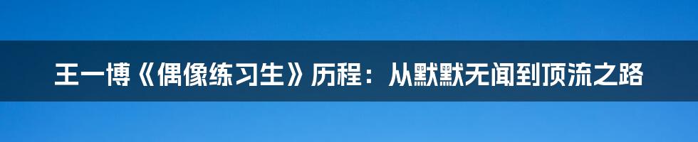 王一博《偶像练习生》历程:从默默无闻到顶流之路
