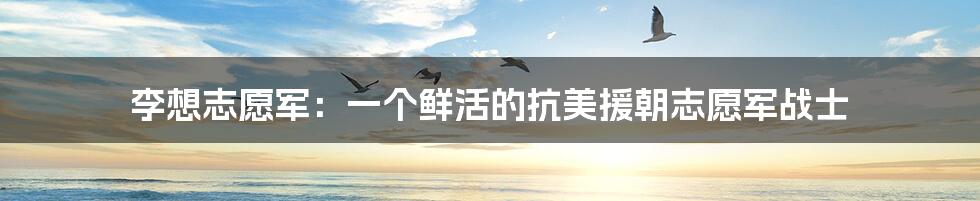 李想志愿军:一个鲜活的抗美援朝志愿军战士