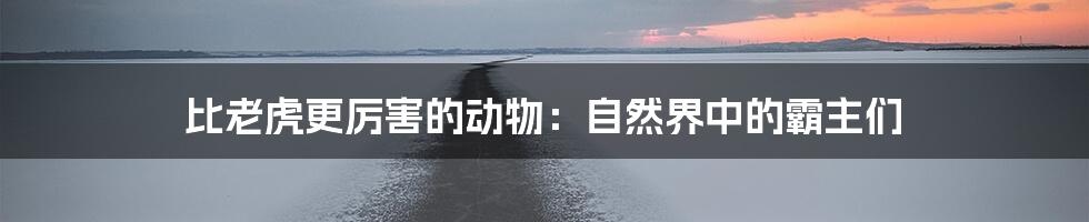 比老虎更厉害的动物:自然界中的霸主们
