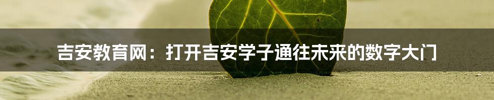 吉安教育网:打开吉安学子通往未来的数字大门