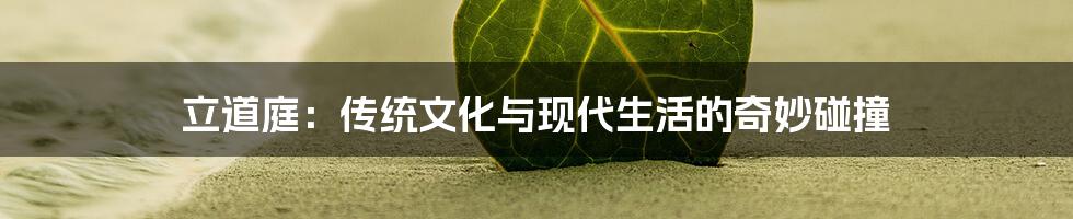 立道庭:传统文化与现代生活的奇妙碰撞