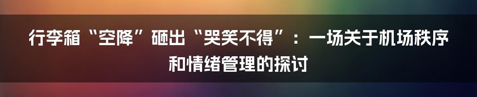 行李箱“空降”砸出“哭笑不得”:一场关于机场秩序和情绪管理的探讨