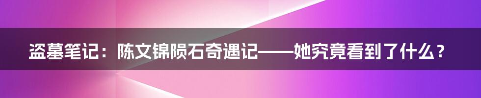 盗墓笔记:陈文锦陨石奇遇记——她究竟看到了什么?