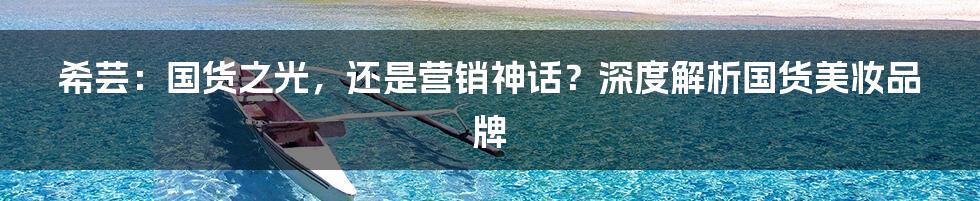希芸:国货之光,还是营销神话?深度解析国货美妆品牌