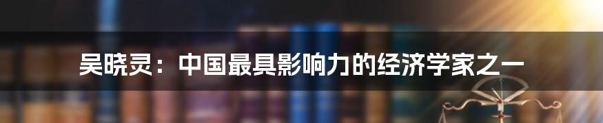 吴晓灵:中国最具影响力的经济学家之一