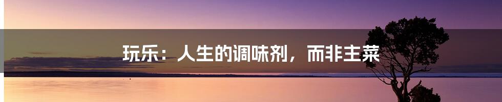 玩乐:人生的调味剂,而非主菜