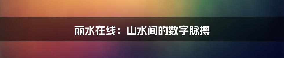 丽水在线：山水间的数字脉搏