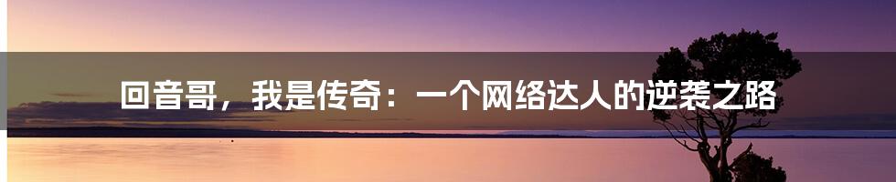 回音哥,我是传奇:一个网络达人的逆袭之路