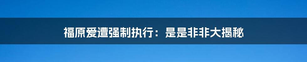 福原爱遭强制执行:是是非非大揭秘