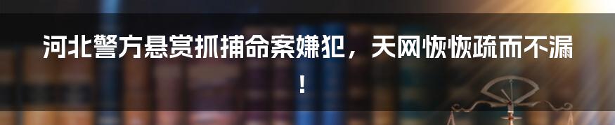河北警方悬赏抓捕命案嫌犯,天网恢恢疏而不漏!