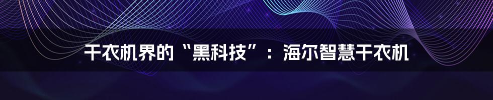 干衣机界的“黑科技”:海尔智慧干衣机