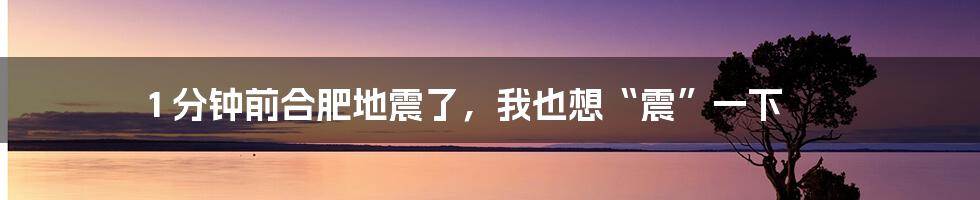 1 分钟前合肥地震了,我也想“震”一下