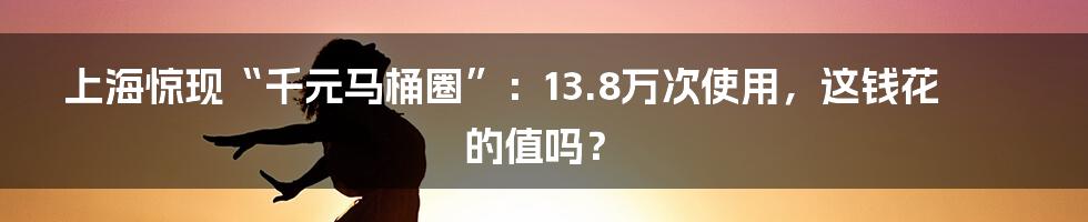 上海惊现“千元马桶圈”：13.8万次使用，这钱花的值吗？