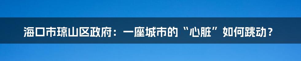 海口市琼山区政府:一座城市的“心脏”如何跳动?