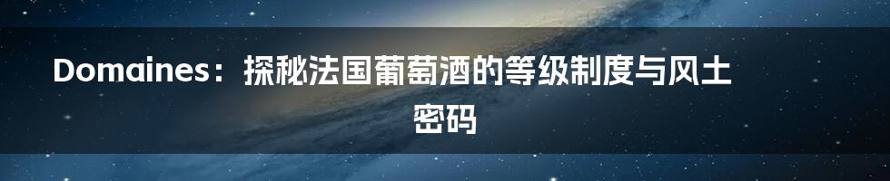 Domaines:探秘法国葡萄酒的等级制度与风土密码